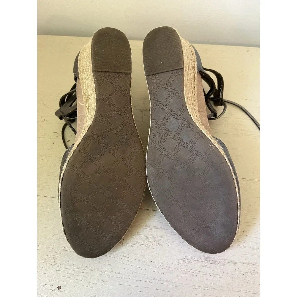 Vionic Women's Calypso Espadrille Wedge Sandals Metallic Pewter Size 9.5